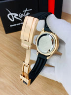 Rolex Luxury Diver-Inspired Gold Watch – Black Dial & Rubber Strap