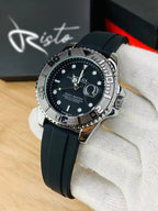 Rolex Luxury Diver-Inspired Gold Watch – Black Dial & Rubber Strap