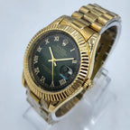 Rolex Luxury Gold Classic Dress Watch – Green Dial – Stainless Steel Bracelet – Men's Premium Watch