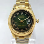 Rolex Luxury Gold Classic Dress Watch – Green Dial – Stainless Steel Bracelet – Men's Premium Watch