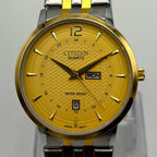 Citizen Quartz Classic Heritage Two-Tone Men's Watch – Gold Dial with Day-Date