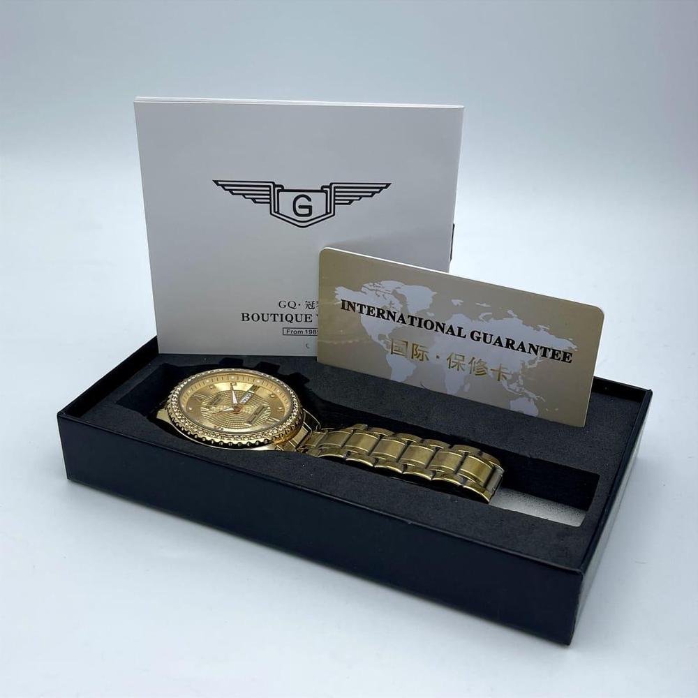 Guanqin Luxury Gold Diamond Watch – Crystal Bezel with Day-Date Display | Trendoraa Mart Elite Collection