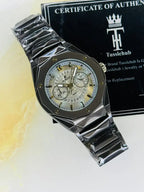 Hublot Multi-Function Geometric Men's Watch – Faceted Steel Case with Skeletonized Date Track | Trendoraa Mart Luxury Collection