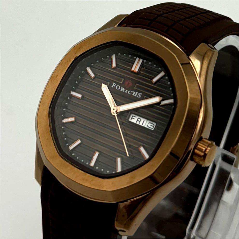 Forichs Luxury Sport Automatic-Style Men's Watch – Textured Dial with Day-Date & Premium Rubber Strap | Trendoraa Mart Elite Collection
