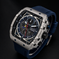 Ferrucci Luxury Skeleton Chronograph Sport Watch – Blue Silicone Strap – Stainless Steel Case – Men's Premium Watch