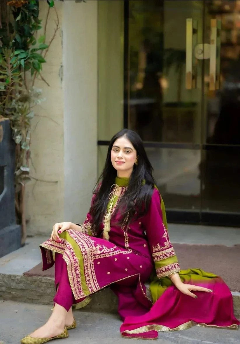 MIX TRENDING DESIGNS 3 Pcs Unstitched Embroidered Suit