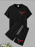 1 Pc Men's Polyester Printed T-Shirt & Shorts Tracksuit