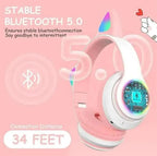 Cat Ear LED Headphones Multicolor ABS for Teens Young Adults