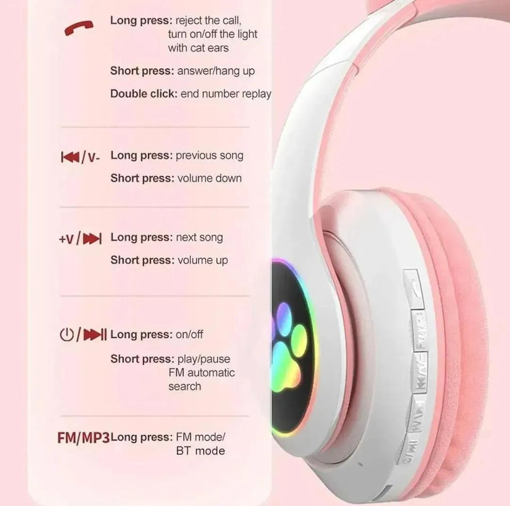 Cat Ear LED Headphones Multicolor ABS for Teens Young Adults